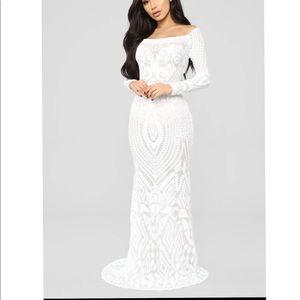 Make A Statement Sequin Gown - Off White